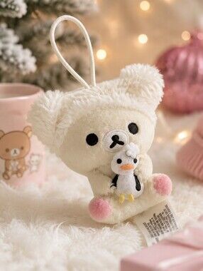 San-X Rilakkuma Korilakkuma Winter Penguin Plush Charm Ornament 3"